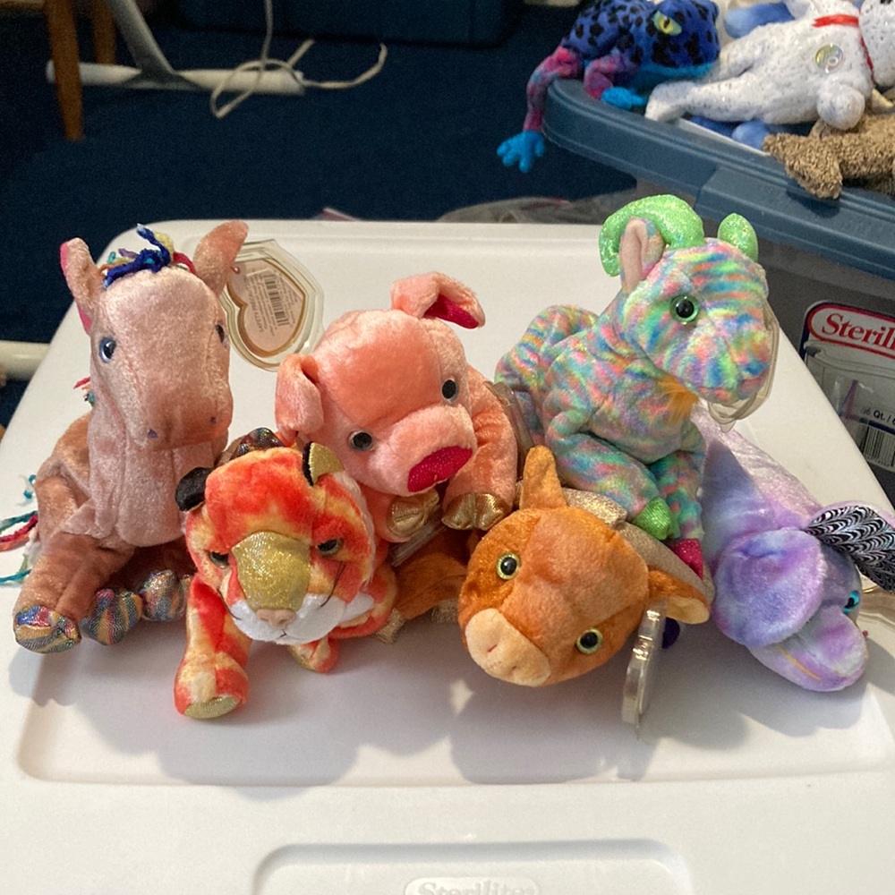 Ty Beanie Babies set of six gold toed